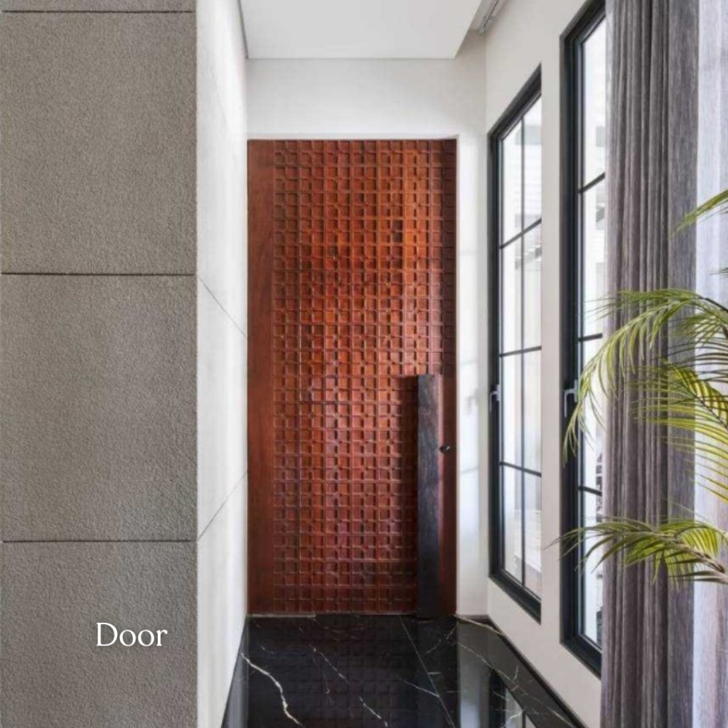 Pintu kayu minimalis modern dengan finishing halus untuk interior rumah elegan